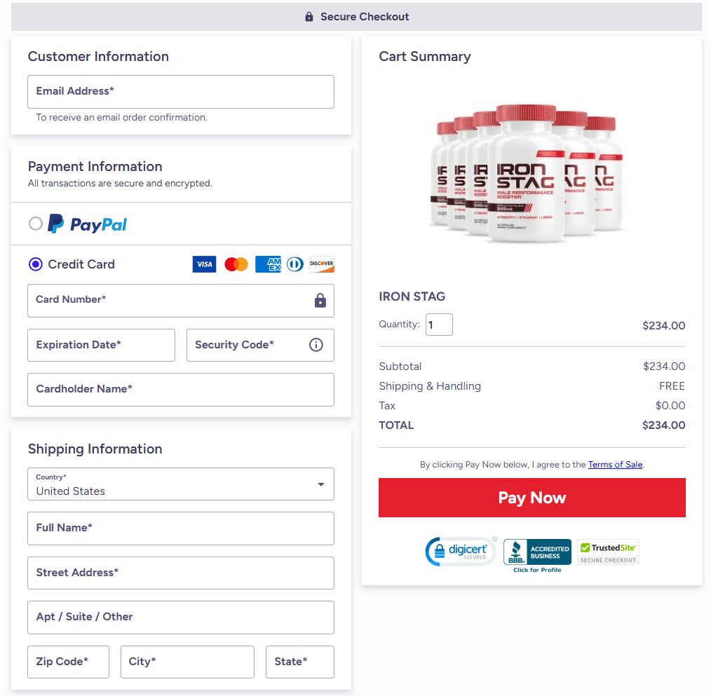 Iron Stag order page